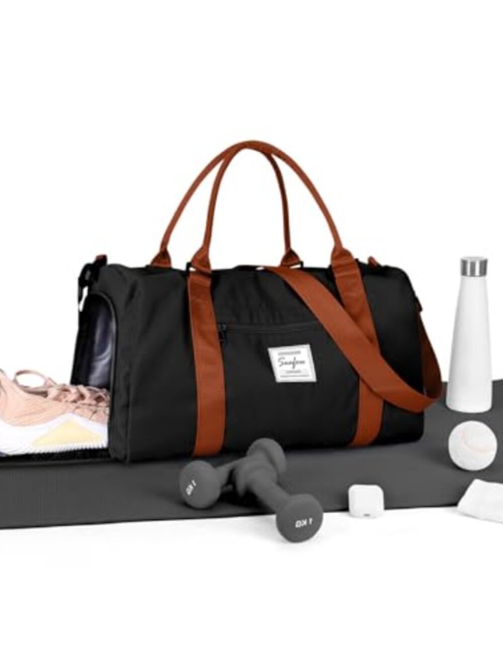 Gym Bag with Shoes Compartment Duffel Tote Nylon Waterproof Large Capacity